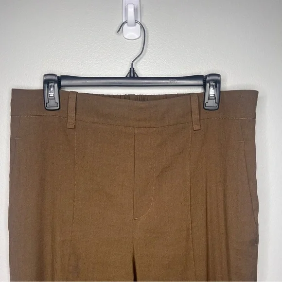 VINCE Women’s Linen-Blend High-Waist Pull-On Pant Sz. Large Olive Green Trousers - Picture 3 of 13